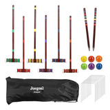 Juegoal, Six Player Croquet Set With Wooden Mallets