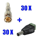 Kit 30 Conector P4 Macho Borne + 30 Bnc Macho Mola Cftv