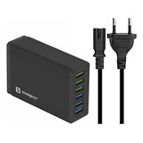 Hub Carregador Régua 6 Entradas Usb 10a 50w Rápido Preto