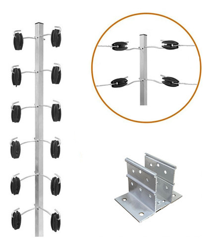 2pcs Haste Canto Cerca Elétrica 25x25 1mt Industrial Suporte