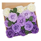 Rosas Artificiales Realistas 25u Mix Violetas
