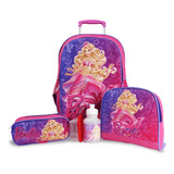 Kit Mochila Escolar Infantil Rodinhas Barbie G