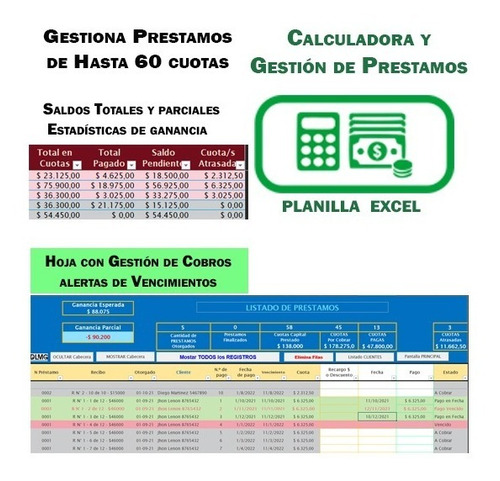 Calculadora Y Gestión De Prestamos Planilla Excel