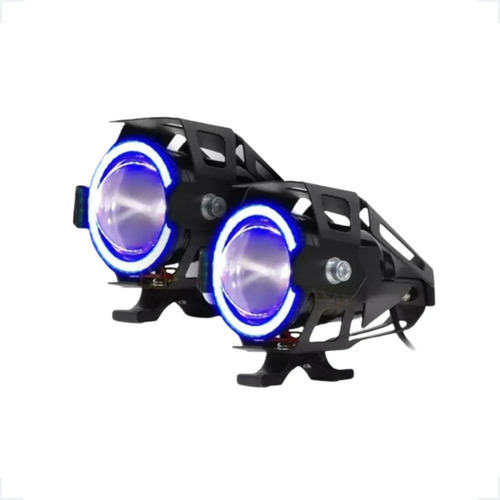 Par Farol Milha Moto Angel Eye U7 Botão Led Auxiliar Neblina