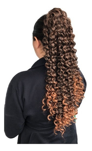 Aplique Cabelo Orgânico Rabo De Cavalo Cacheado + Brinde