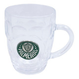 Caneca Vidro Brasão Metal 400ml - Palmeiras