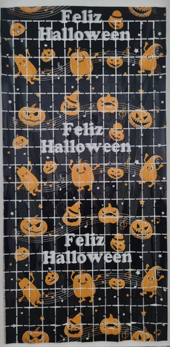 Cortina Decorativa Painel Halloween 1mx2m Preto/laranja