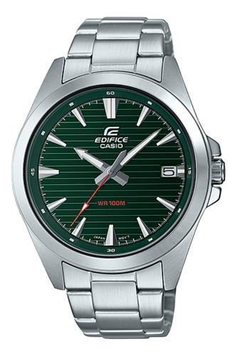 Reloj Casio Edifice Efv-140d-3avudf Hombre Color De La Correa Plata Color Del Fondo Verde