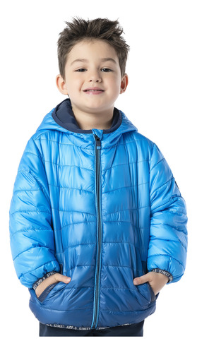 Jaqueta Infantil Puffer Matelassê Microfibra Azul Degradê