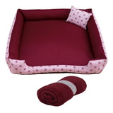 Cama De Cachorro Grande Caminha Pet Gg 95x95cm Com Manta