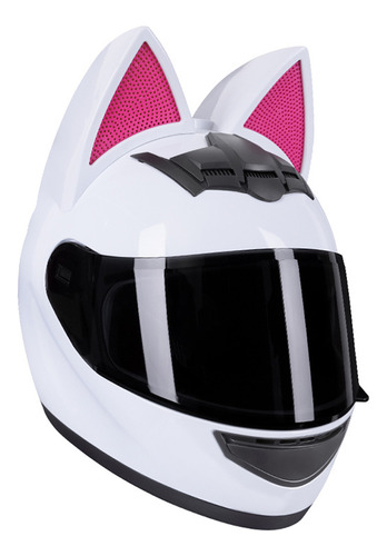 Casco De Motocicleta Con Orejas De Gato For Mujer, Cara