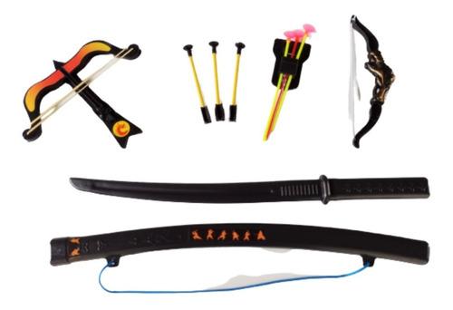 Guerreiro Ninja Kit Espada Samurai + Balestra + Arco Flecha