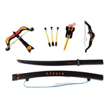 Guerreiro Ninja Kit Espada Samurai + Balestra + Arco Flecha