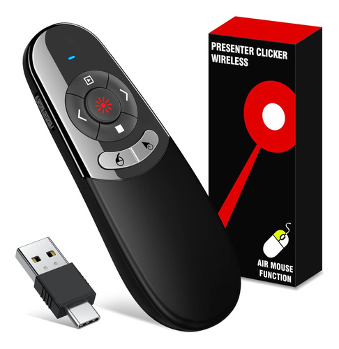 2 En 1 Usb Tipo C Presentación Clicker Air Mouse Con Puntero