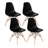 Conjunto 4 Cadeiras Charles Eames Eiffel Concha Fixa - Preto