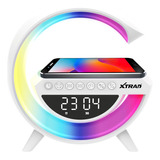 Caixa De Som Luminária Rgb Bluetooth Relógio Despertador 