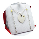 Conjunto Cartier Plata Y Oro 18kts Cadena 45 Cm Corazon