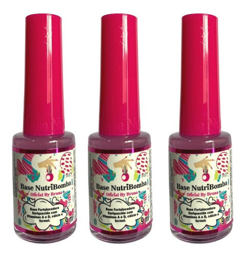 3 Esmalte Base  Nutri Bomba Fortalecedora De Unhas -