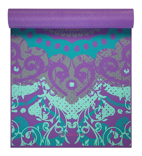 Tapete Yoga Gaiam Mat Classic Pvc Estampado 4mm Color Violeta Verde