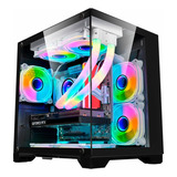 Gabinete Gamer K-mex Space Aqua Cg-10kn Preto M-atx Sem Fan