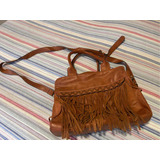 Cartera Mediana Prune Cuero Cafe. Chic Boho  Impecable