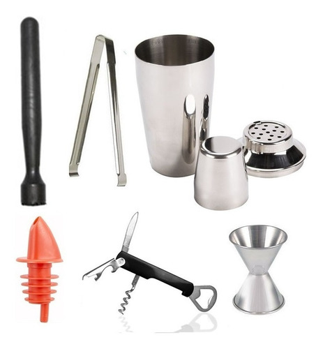 Kit Bartender Profesional Coctelería Europeo 6 Piezas Bar 