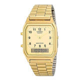 Reloj Casio Vintage Unisex Aq-230ga-9bvt Color De La Correa Dorado Color Del Bisel Dorado Color Del Fondo Dorado