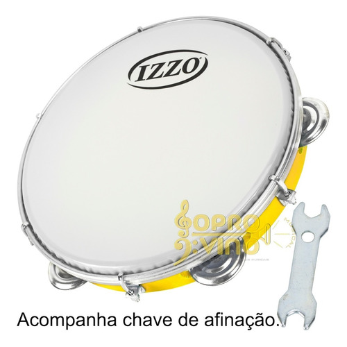 Pandeiro Amarelo Linha Standard 10  Pele Leitosa Izzo