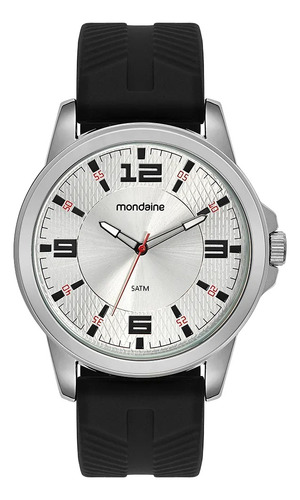 Relogio Mondaine Masculino Prata Pulseira Borracha Moderno