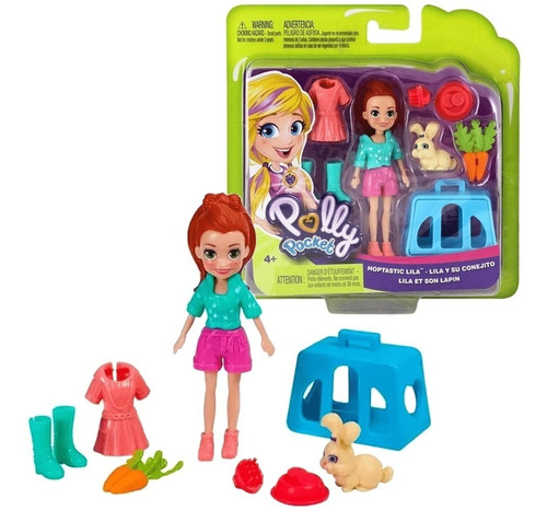 Muñeca Polly Pocket Lila Conejito Accesorios Gdm11 Mattel