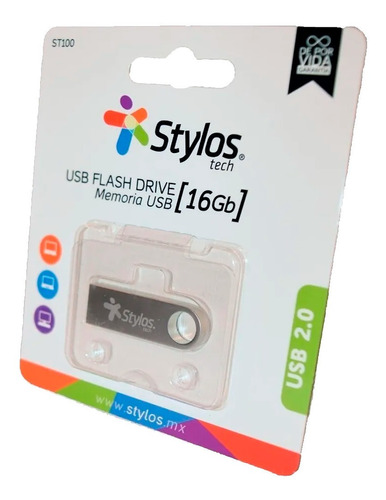 Memoria Usb Stylos Tech St100 16gb 2.0 Plateado