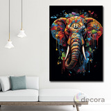 Cuadro Elefante Colores Canvas Elegante Sala Animal14 130x90