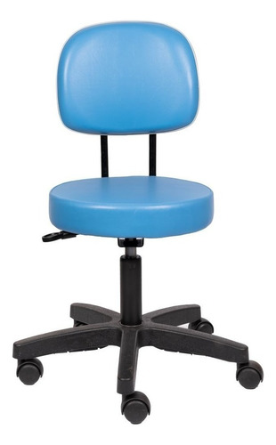 Cadeira Mocho Estetica Tatoo Podologia Dentista Com Encosto Cor Azul