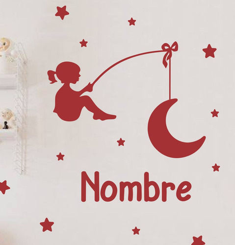 Vinilos Decorativos Infantiles Luna Nene + Nombre Estrellas