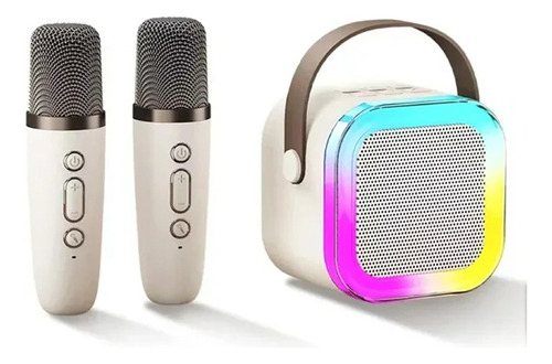 Caixa De Som Rgb Karaokê Bluetooth Com 2 Microfones K12