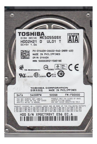 Hd Toshiba 500gb Macbook Ou Notebook Mk5055gsxn  100% Saudável 