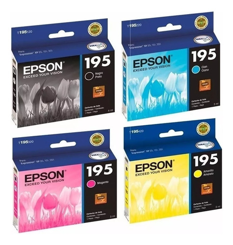 Combo Epson 195 Original Negro + 3 Color Xp201 211 204