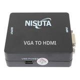 Conversor Nisuta Ns-covghd3 Vga + 3.5mm Audio A Hdmi 1080p