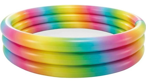 Alberca Piscina Inflable Redonda Arcoiris 3 Aros Niños Intex