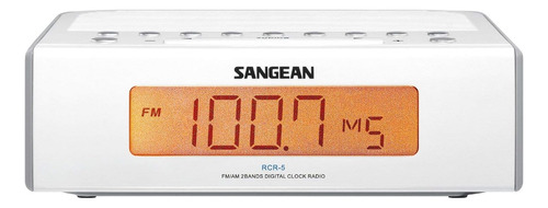 Radio Reloj Digital De Mesa Am / Fm Sangean Rcr-5 Blanco