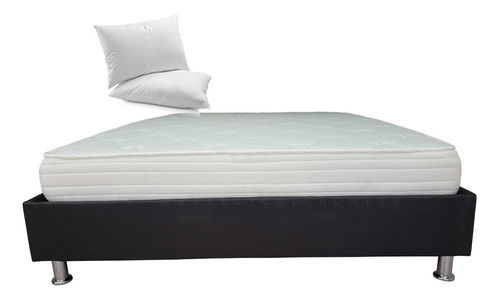 Combo 140x190 Colchón Semiortopédico + Base  Almohadas Envío