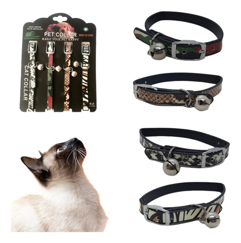 Collar Cuerina Para Gato Brilla En La Oscurida Con Cascabel