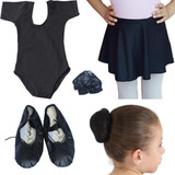 Ballet Infantil 3 Itens Meia Manga Balé C/ Sapatilha Preto