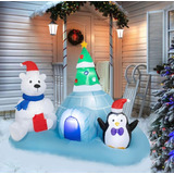 Inflable Navidad Oso Polar Con Pingüino