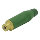 Plug Conector Rca Fêmea Linha Verde Amphenol Acjr-grn