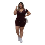 Roupas Femininas Conjunto Blusa Shorts Plus Size  P Ao Xgg