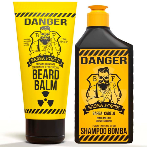 Kit Beard Balm Danger + Shampoo Bomba Crescimento Barba Fort
