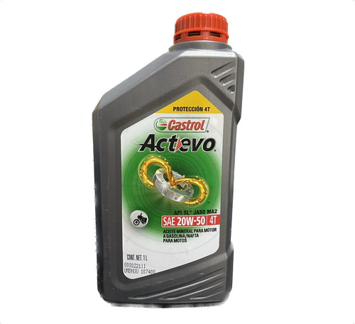 Aceite Para Motor Castrol Mineral Actevo 4t 20w-50 1l