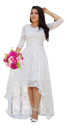 Vestido De Noiva Casamento Renda Civil Plus Longo Size 88