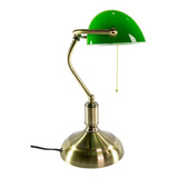 Lámpara Banquero Curva Dorada Y Verde Cadena E27 220v
